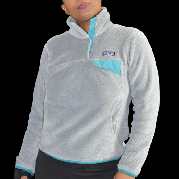 Patagonia ReTool Snap T Grey Pullover Fleece Turquoise Style 25442 Size Small - Picture 1 of 12